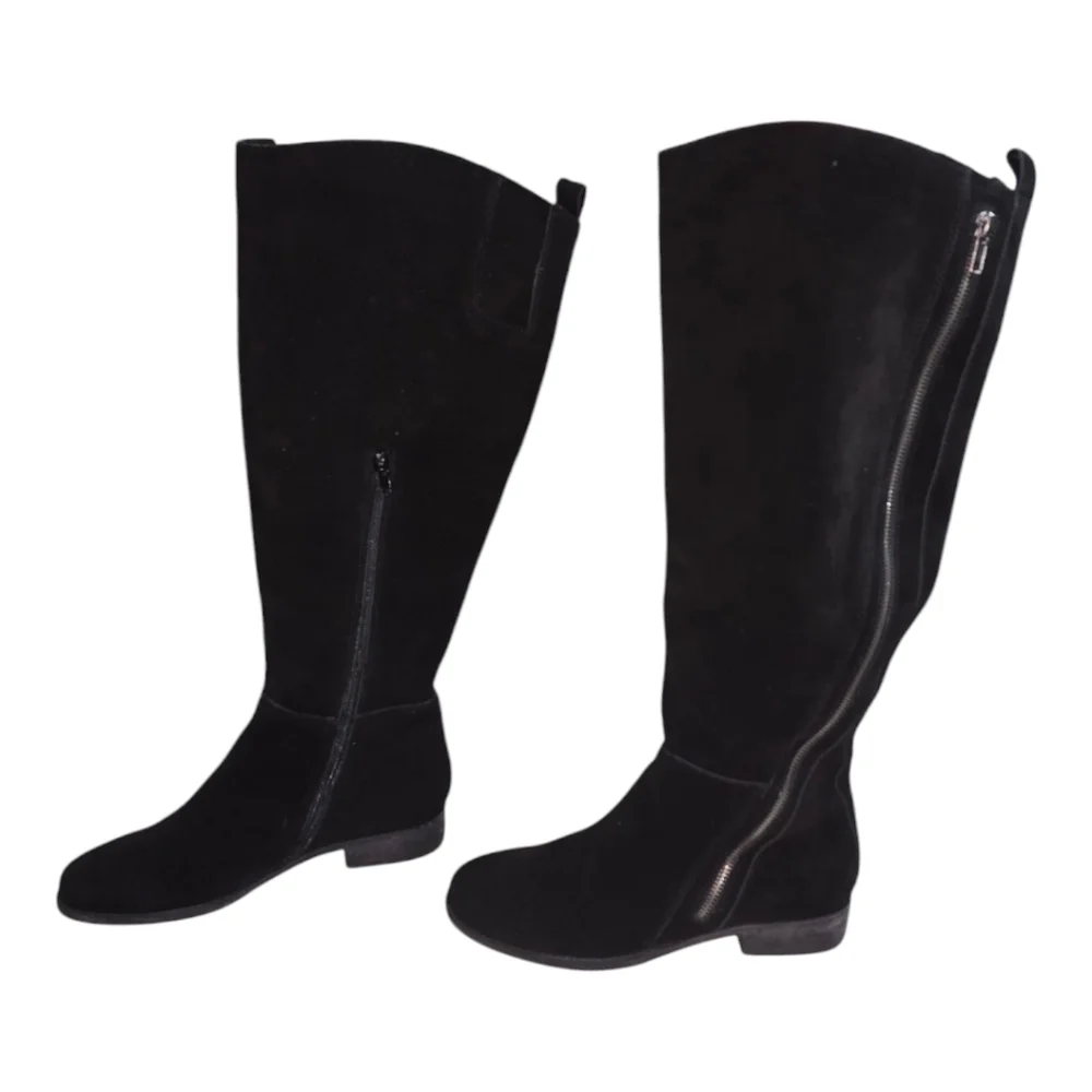 Matisse SCARLET Black Suede Leather TALL Boots Size 6.5 WIDE‎ CALF